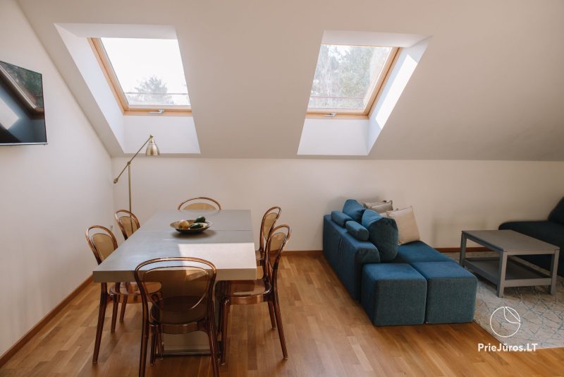 Šviesūs, jaukūs, erdvūs 3 miegamųjų apartamentai Nidoje su balkonu / terasa ir vaizdu į pušyną