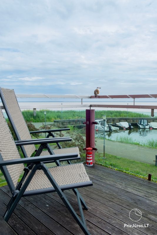 Dviejų aukštų apartamentai su terasom nuomai ant marių kranto