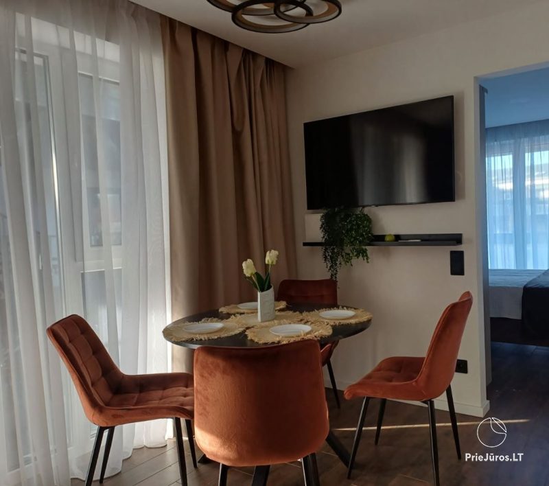 Nauji apartamentai BALTASIS KIRAS, 50 m iki kopų! Apartamentų nuoma Šventojoje