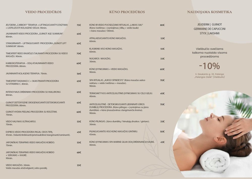 Grožio, SPA paslaugos Palangoje – kabinetas Laikas Sau