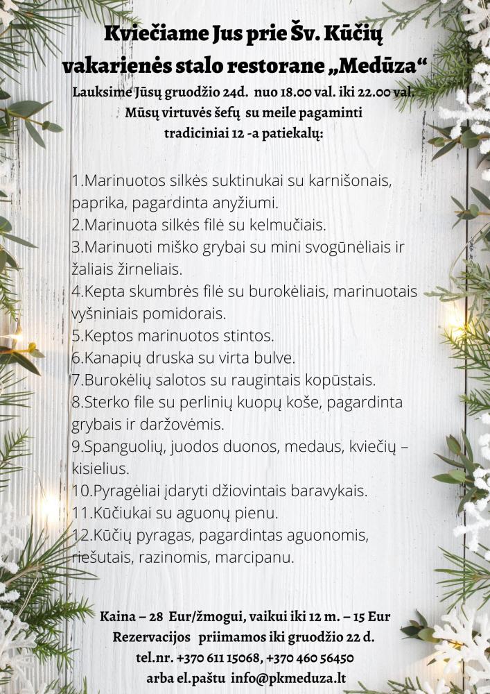Kviečiame į Šv. Kūčių šventinę vakarienę restorane “Medūza“ - 1