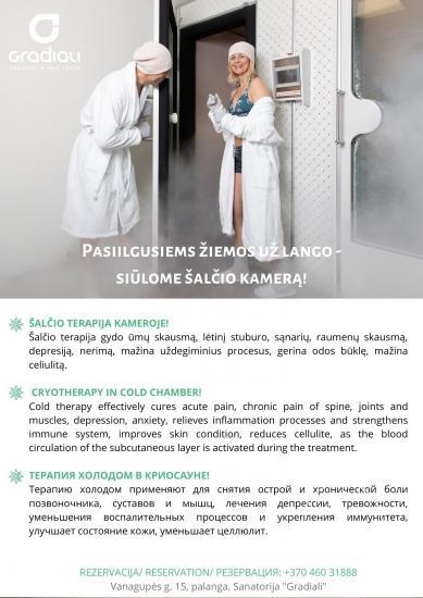 Sanatorijos Gradiali pasiūlymas pasiilgusiems žiemos už lango - šalčio terapija kameroje!
